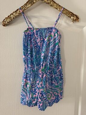 Pink Blue Green Printed Romper - Lilly Pulitzer